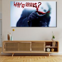 joker why so serious ready to hang canvas,joker canvas wall art,joker painting large wall art,joker wall decor comic pos