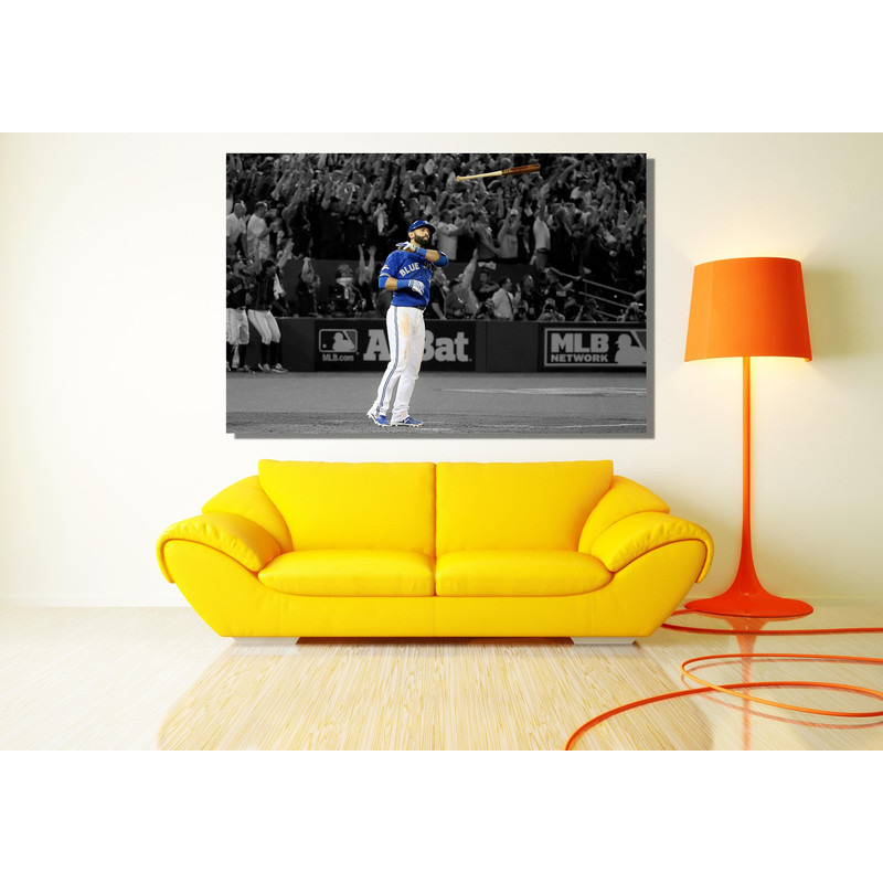 Jose Bautista Ready To Hang Canvas, Blue Jays Baseball Poster, Bautista Bat Flip Canvas Art, Baseball Fan Gift, Print Wall Kids Art Canvas.jpg