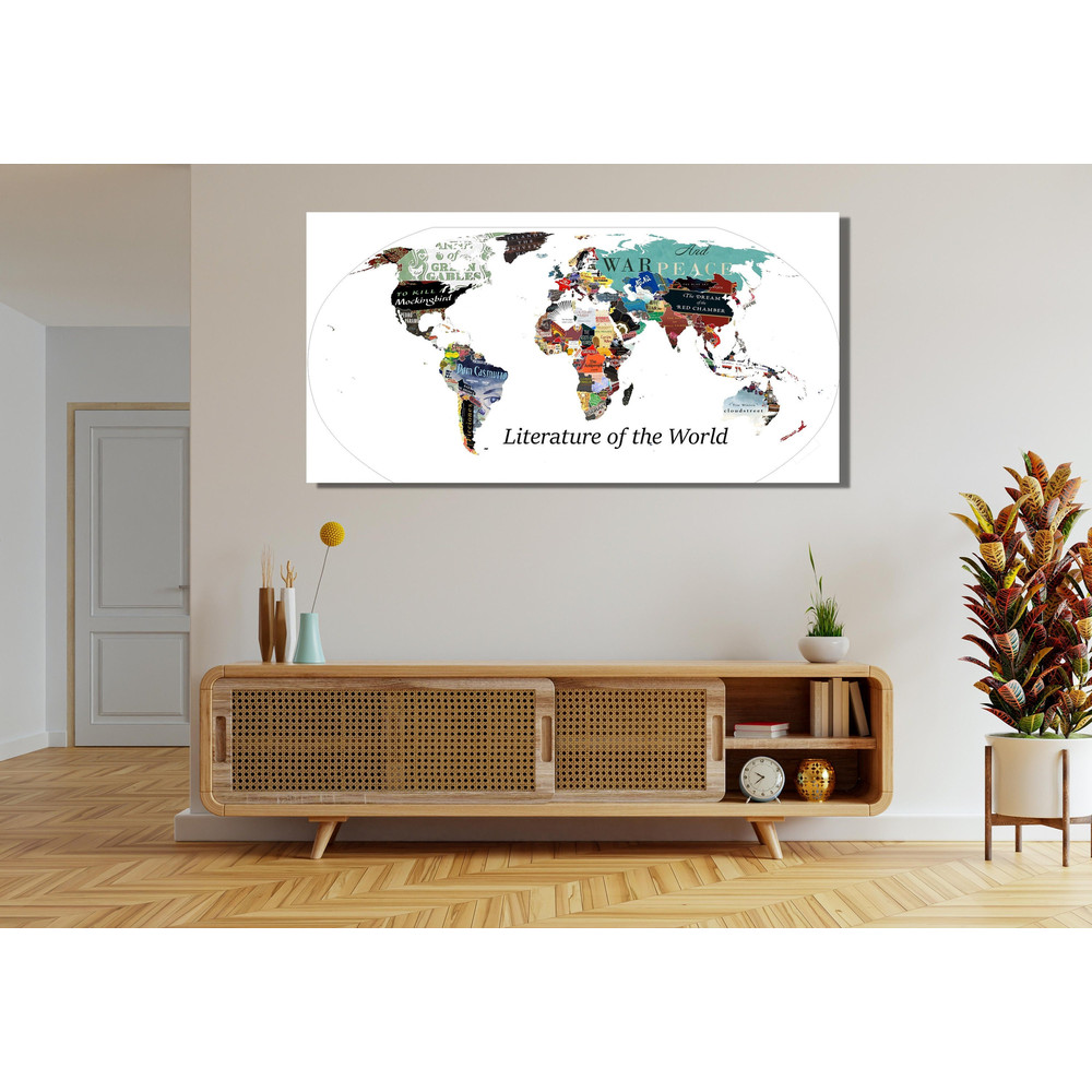 Literature of the World Map Ready To Hang Canvas,World Map Canvas Print,Literature Poster,World Map Painting,Literature of the World Canvas.jpg