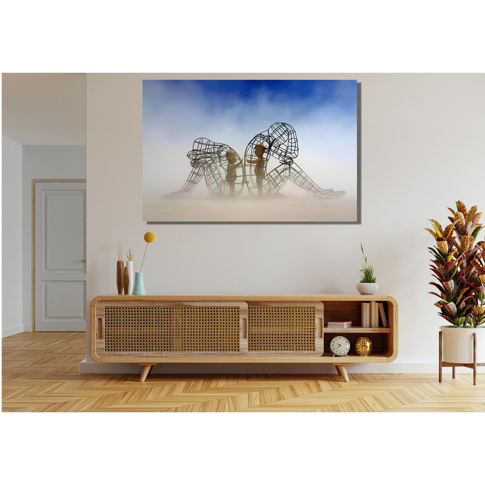 Love Sculpture by Alexander Milov Ready To Hang Canvas Art,Two People Turning Their Backs On Each Other at Burning Man Wall Art,Inner Child.jpg