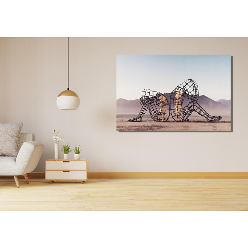 Love Sculpture by Alexander Milov Ready To Hang Canvas, Two People Turning Their Backs On Each Other Wall Art Decor, Inner Child, Gold Print.jpg