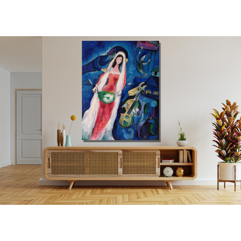 Marc CHAGALL Ready To Hang Canvas,Bride and Goat Canvas Print Art,chagall la mariee Canvas wall art,Exhibition Poster,Surrealism Wall art.jpg