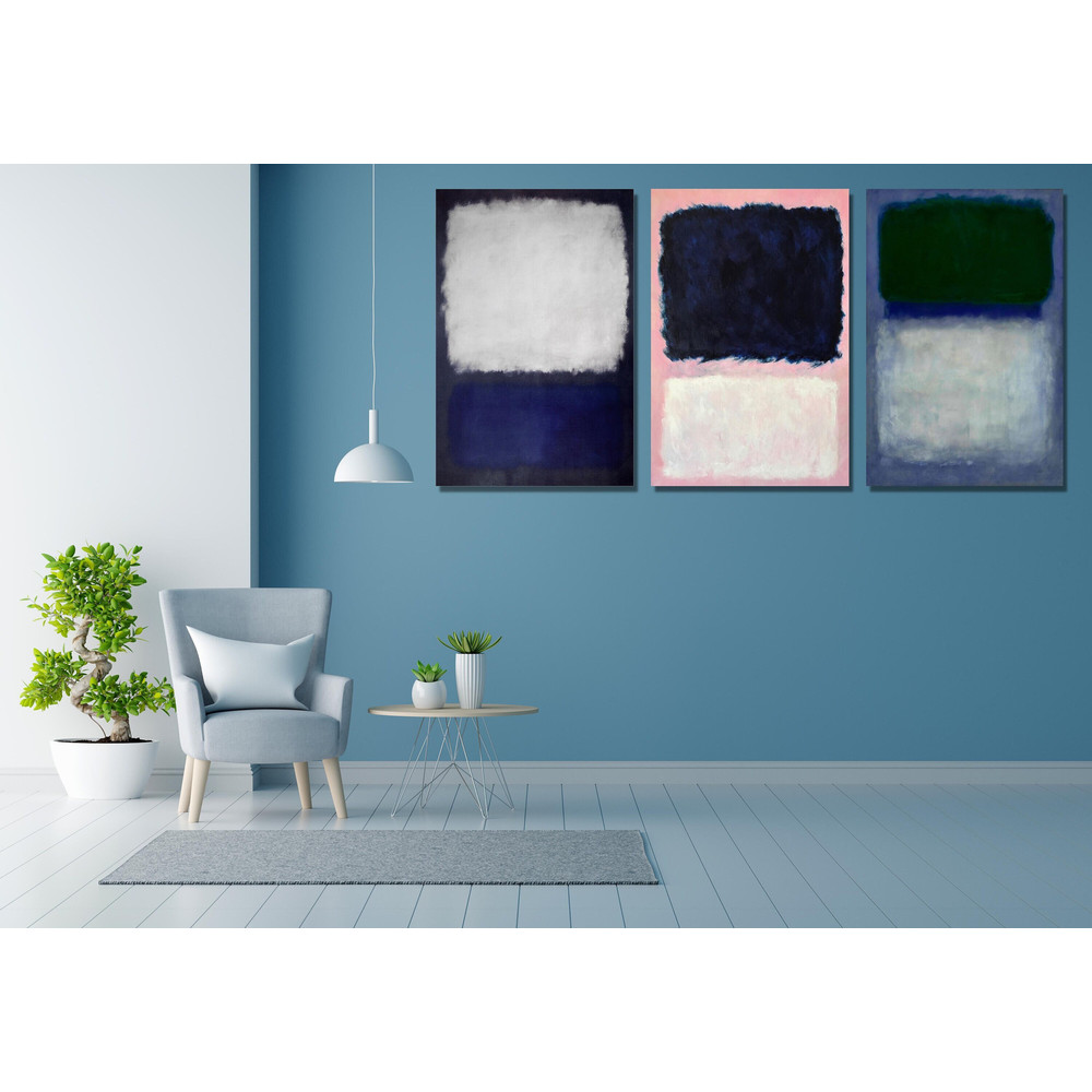 Mark Rothko Blue Pink White Set of 3 Ready To Hang Canvas,Mark Rothko Art Gallery,Colorful Rothko Canvas Art,Blue Pink White Rothko Set of 3.jpg