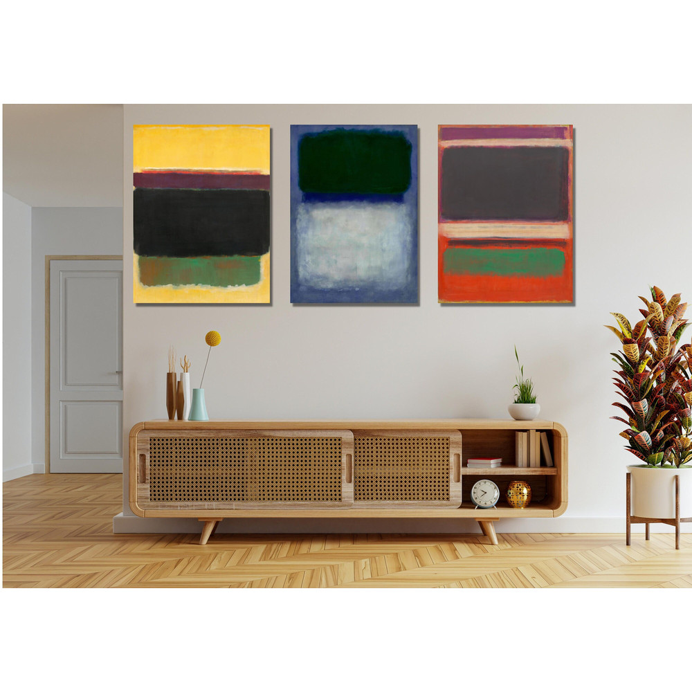 Mark Rothko Colorful Set of 3 Ready To Hang Canvas,Mark Rothko Black Blue Maroon,Colorful Rothko Poster,Red Orange Yellow Rothko Set of 3.jpg