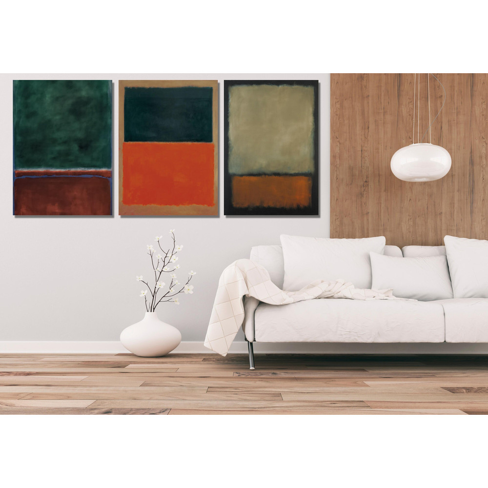 Mark Rothko Green Maroon Brown Set of 3 Ready To Hang Canvas,Mark Rothko Art Gallery,Colorful Rothko Art,Green Maroon Brown Rothko Set of 3.jpg