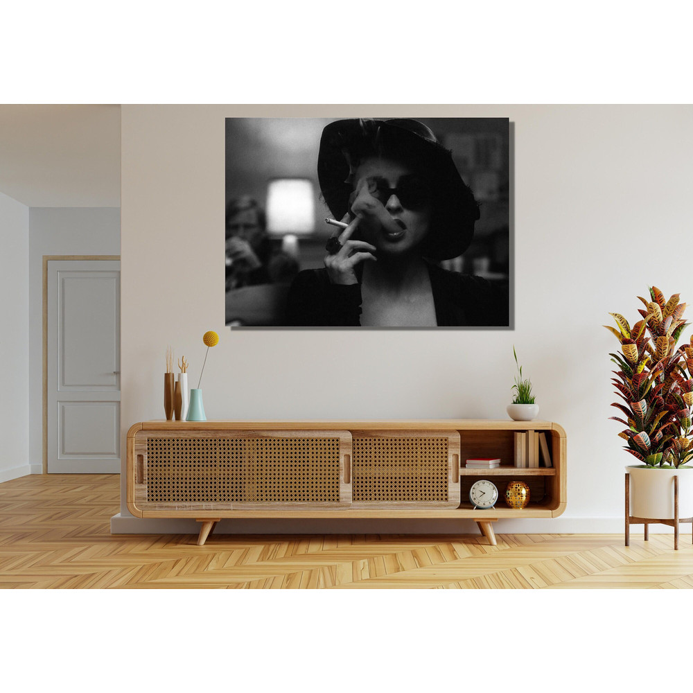 Marla Smoking Woman Ready To Hang Canvas, Famous Canvas Painting, Original Canvas Art, Female Abstract Black And White, Fight Club Fan Gift.jpg