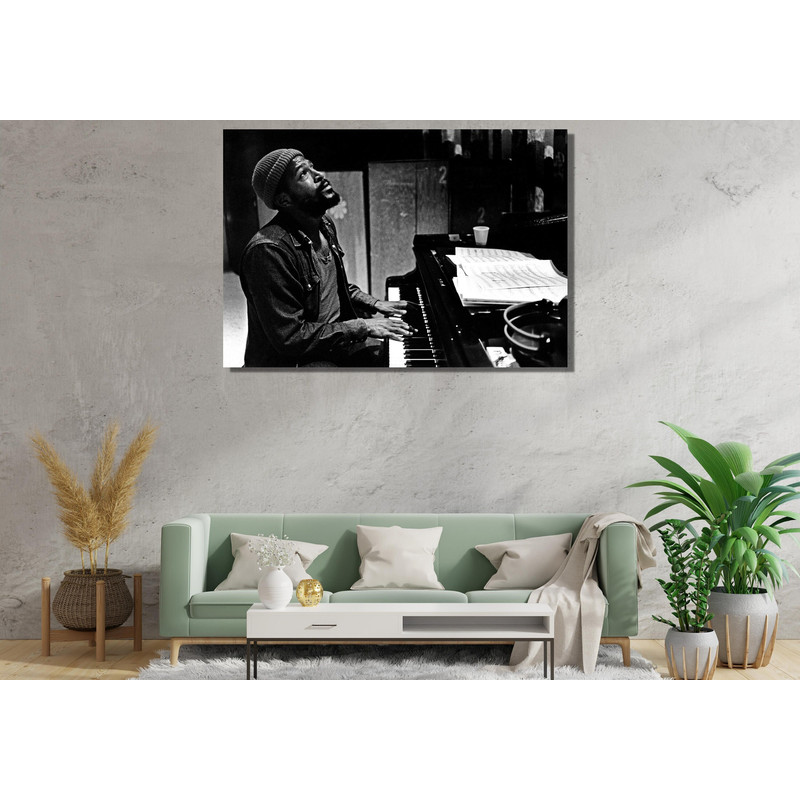 Marvin Gaye is playing Piano Ready To Hang Canvas,Marvin Gaye Music Poster,Marvin Gaye Poster Canvas Wall Art Home Decor Framed Poster Print 1.jpg