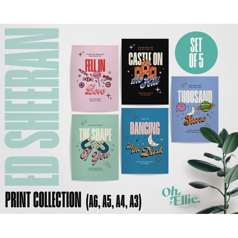 Ed Sheeran Print Collection, A6 A5 A4 A3, Divide Album Music, Lyric Poster, Aesthetic Wall Collage Kit, Shape Of You, Castle on the Hill.jpg