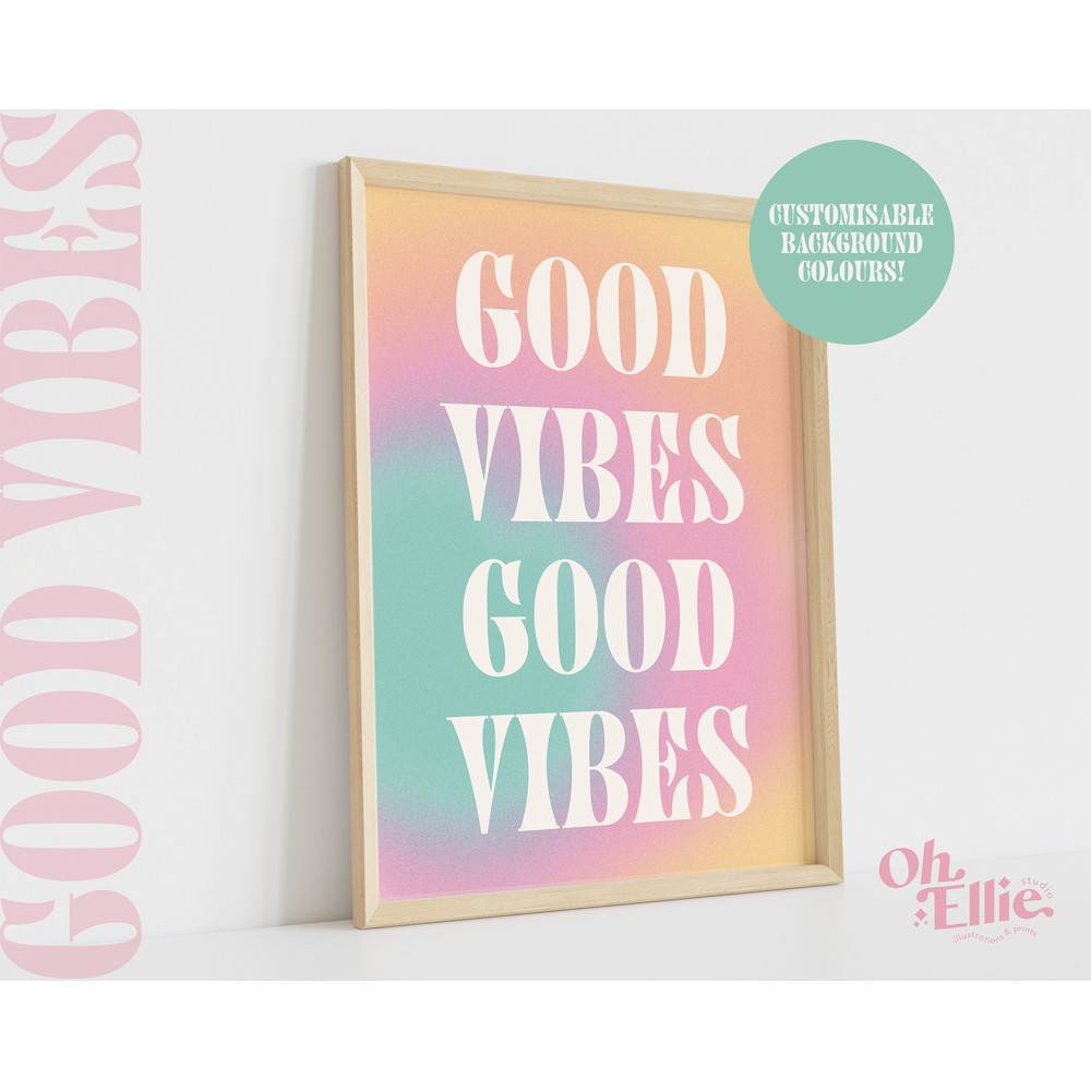 Good Vibes Quote Print, Vibey Print, Retro Font Wall Art, Typographic Print, Empowerment Quote, Inspirational Quote, Minimalist Home Decor.jpg