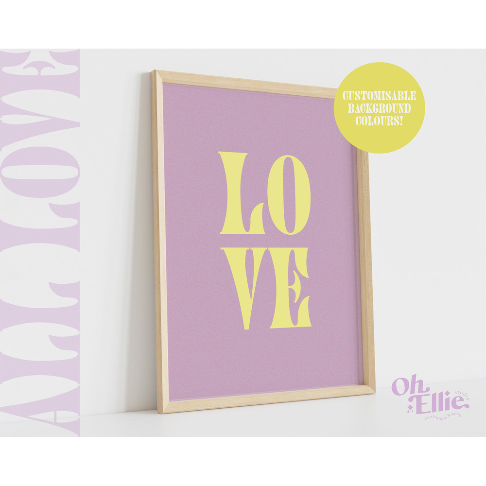 LOVE Quote Print, Retro Font Wall Art, Typographic Print, Love Wall Art, Inspirational Quote, Pride, Love is Love, Minimalist Home Decor 1.jpg