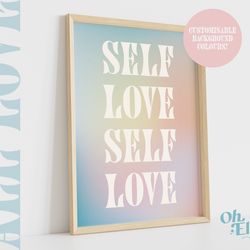 self love quote print, positive affirmation, retro font wall art, typographic print, self love club, positivity print, m