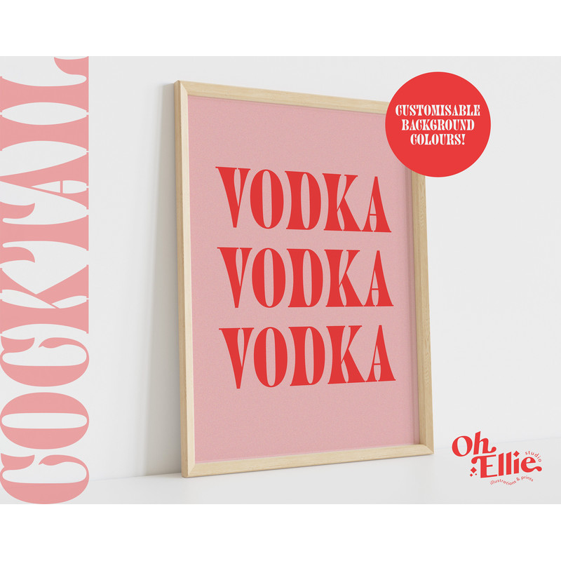 Vodka Quote Print, Drink Poster, Kitchen Decor, Kitchen Art, Retro Wall Art, Typographic Print, Minimalist Home Decor, Vodka Cocktail Lover.jpg