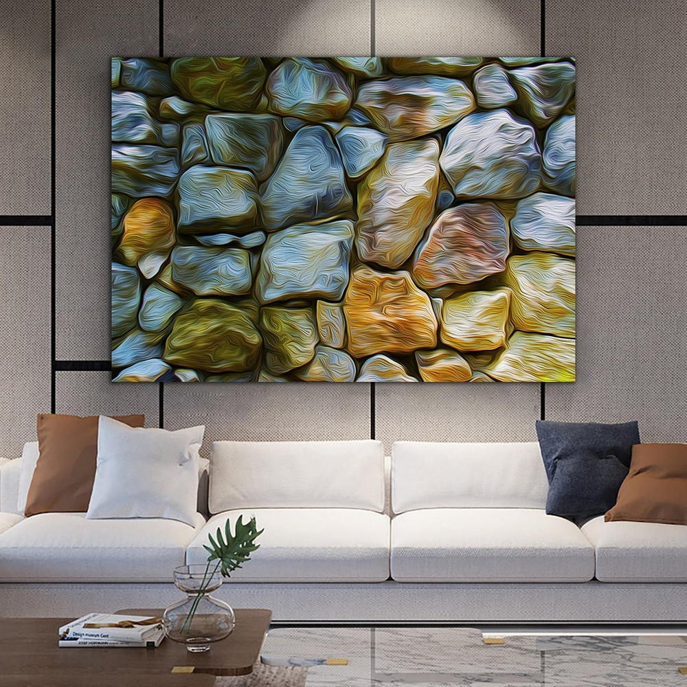 3d effect wall stones canvas, abstract canvas painting, wall stone canvas print, colorful stones home decor.jpg