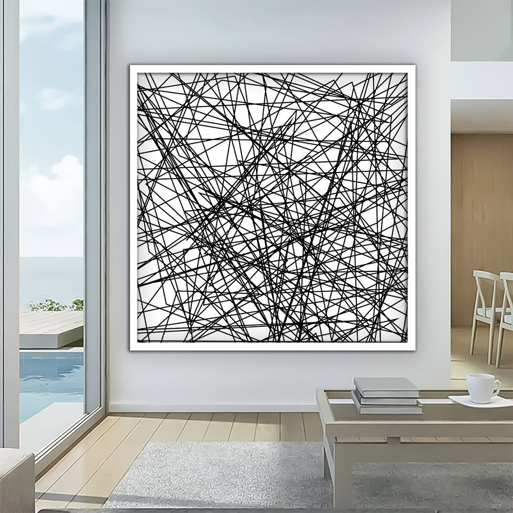 Abstract black lines canvas painting, black line canvas, modern abstract canvas print, abstract painting with frame0, home decor.jpg