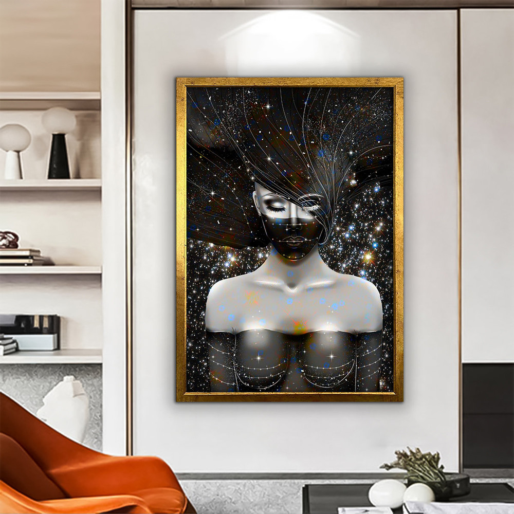 abstract woman portrait, black woman canvas, mysterious woman decor 1.jpg
