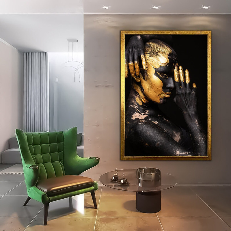 African Woman Print, African Gold Woman, Gold Print, Gold Wall Art, African Art, Woman Poster, Fashion Wall Art, Woman Canvas, Woman Art 1.jpg