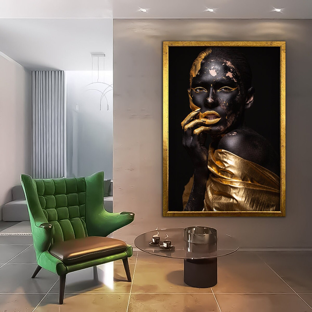 African Woman Print, African Gold Woman, Gold Print, Gold Wall Art, African Art, Woman Poster, Fashion Wall Art, Woman Canvas, Woman Art 2.jpg