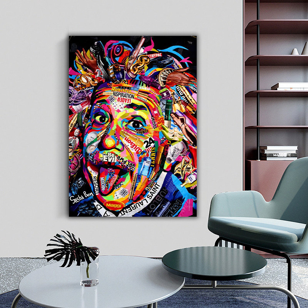 Albert Einstein Abstract Canvas Portrait, Banksy Style Wall Art, Einstein Pop Art, Albert Einstein graffiti painting.jpg