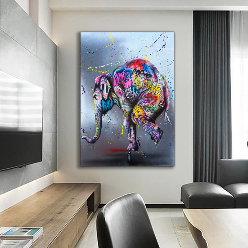 Banksy Canvas Wall Art, Banksy Elephant Canvas Art, Banksy Street Art, Banksy Graffiti Poster, Elephant Graffiti Canvas Art, Banksy art.jpg
