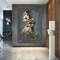 Beautiful woman with flowers canvas, gray painting, woman portrait poster, woman wall art.jpg