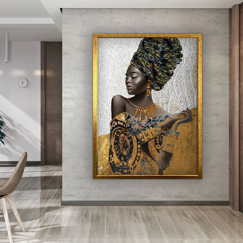 Black Woman Canvas, African Art Decor, Home Decor Wall Art, Wall Art Canvas, Wall Hanging Decor, Ethnic Canvas Print, Woman Wall Decor.jpg