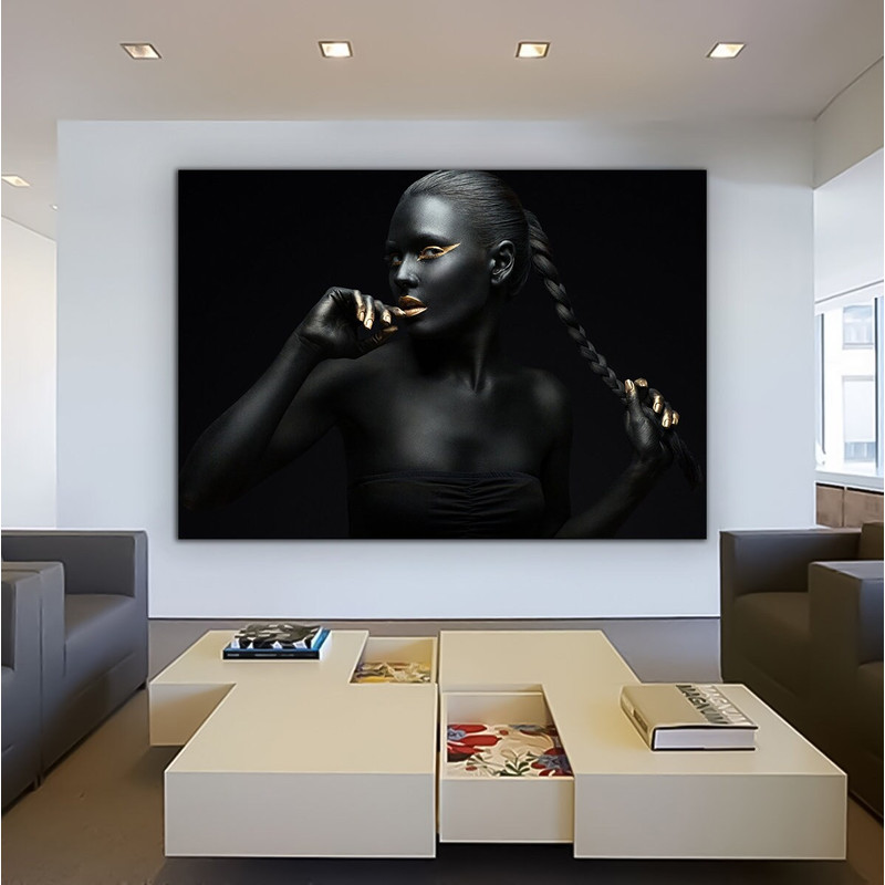 Black Woman Gold Lips, Black Woman Canvas, Black Woman Wall Art, Gold Lip Canvas, African Woman Canvas, African Canvas 1.jpg