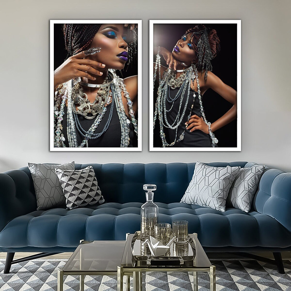 Black Woman Wall Art, Black Make-up, African Style, Ladies Art, African art print, Fashion Wall Art.jpg