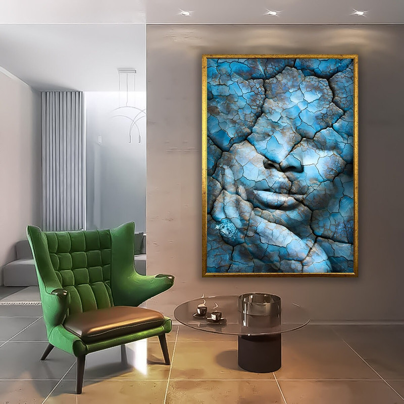 Blue abstract woman, earth woman painting, abstract woman art, earth woman wall art, woman home decor.jpg
