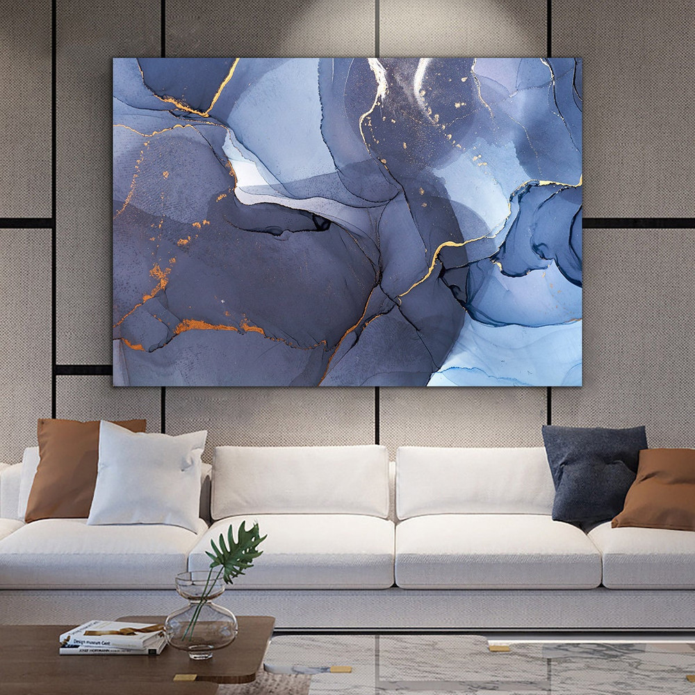 Blue and grey Wall Art, blue Marble Print, Modern Wall Art, Marble Wall Art, blue Marble Canvas, gold Marble Wall Art, Modern Art 1.jpg
