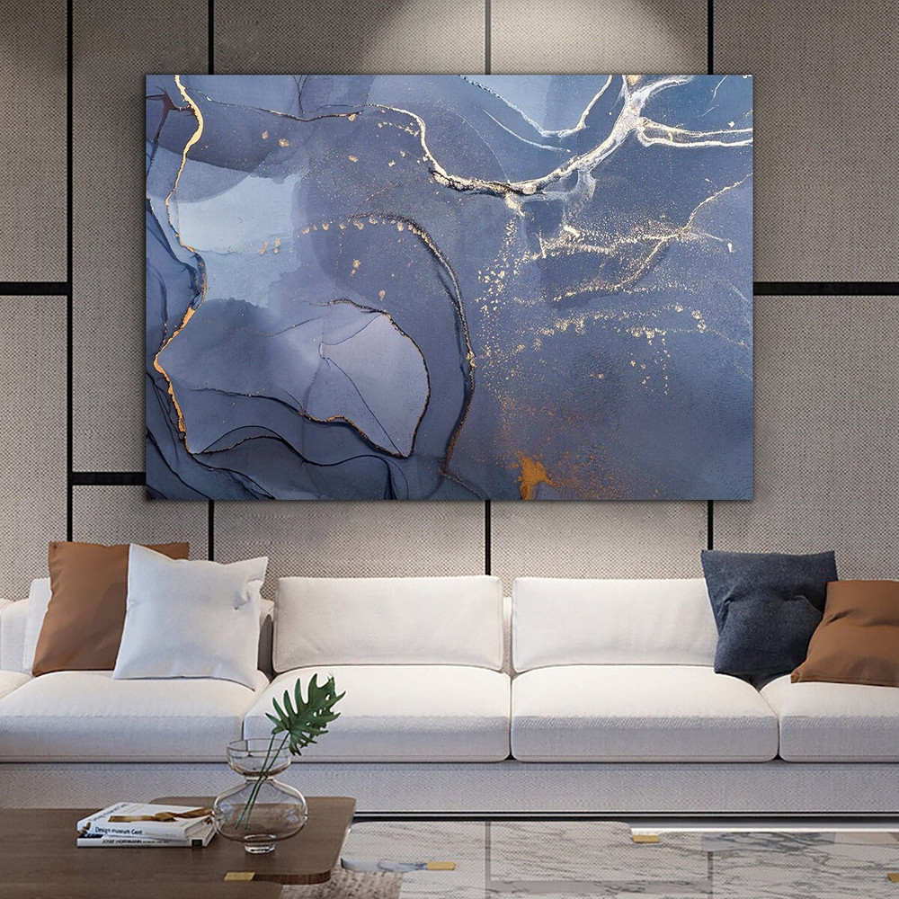 Blue and grey Wall Art, blue Marble Print, Modern Wall Art, Marble Wall Art, blue Marble Canvas, gold Marble Wall Art, Modern Art.jpg