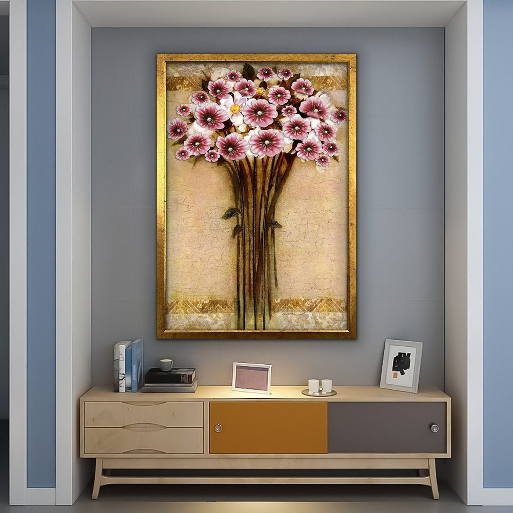 Bouquet of flowers canvas, bouquet canvas painting, floral home decor, floral framed canvas print, floral poster, daisy canvas painting.jpg
