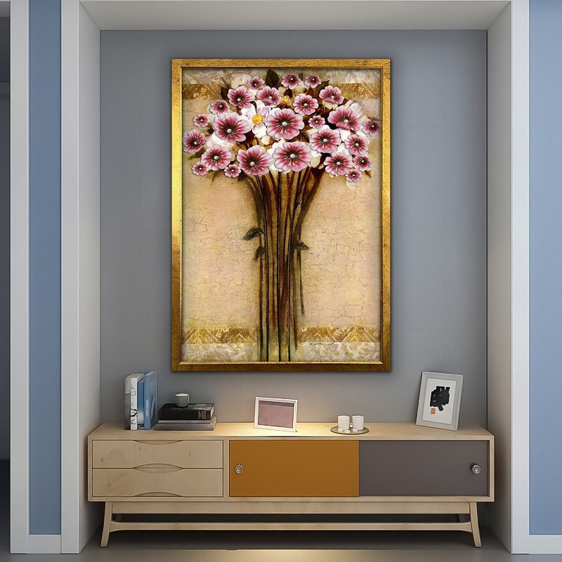 Bouquet of flowers canvas, bouquet canvas painting, floral home decor, floral framed canvas print, floral poster, daisy canvas painting.jpg