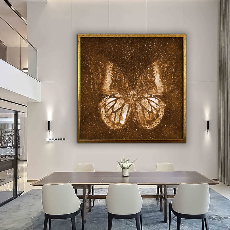 Brown butterfly canvas print, butterfly canvas painting, butterfly portrait wall decor, framed butterfly art.jpg