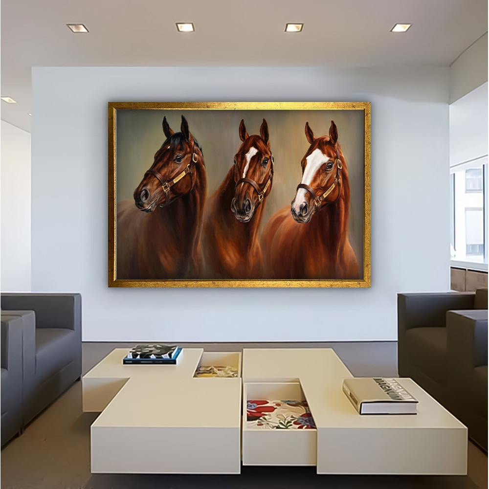 Brown horse canvas, horses wall art, horse painting, horse portrait print, horses wall decor, noble horses poster, horse art 1.jpg