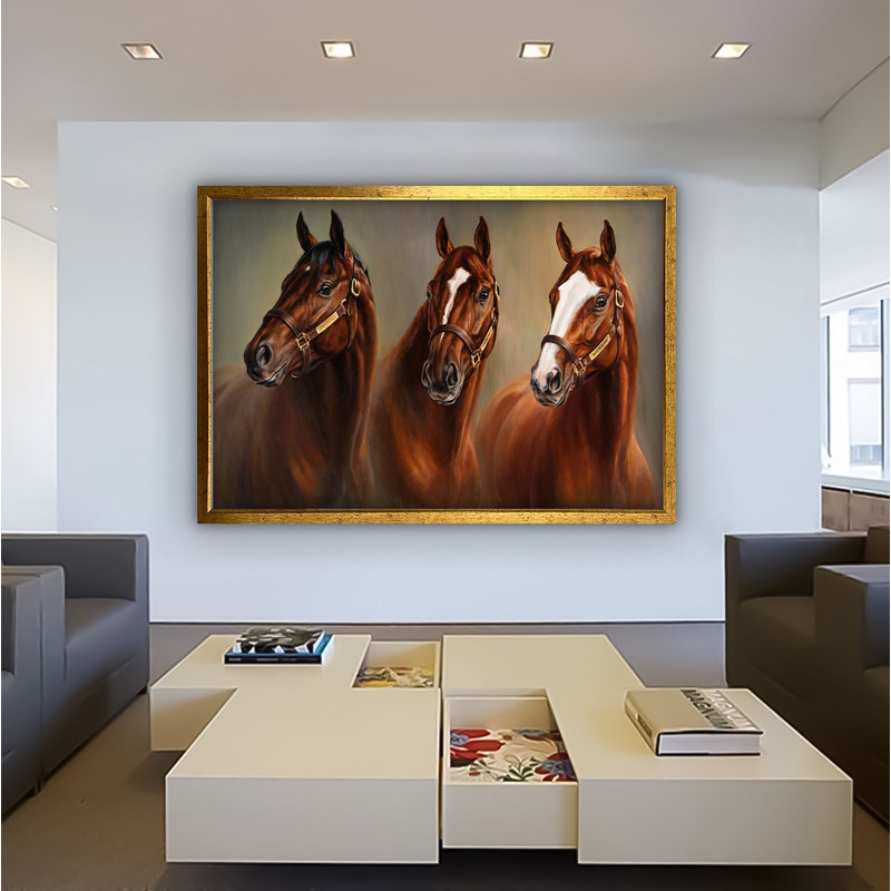 Brown horse canvas, horses wall art, horse painting, horse portrait print, horses wall decor, noble horses poster, horse art 1.jpg