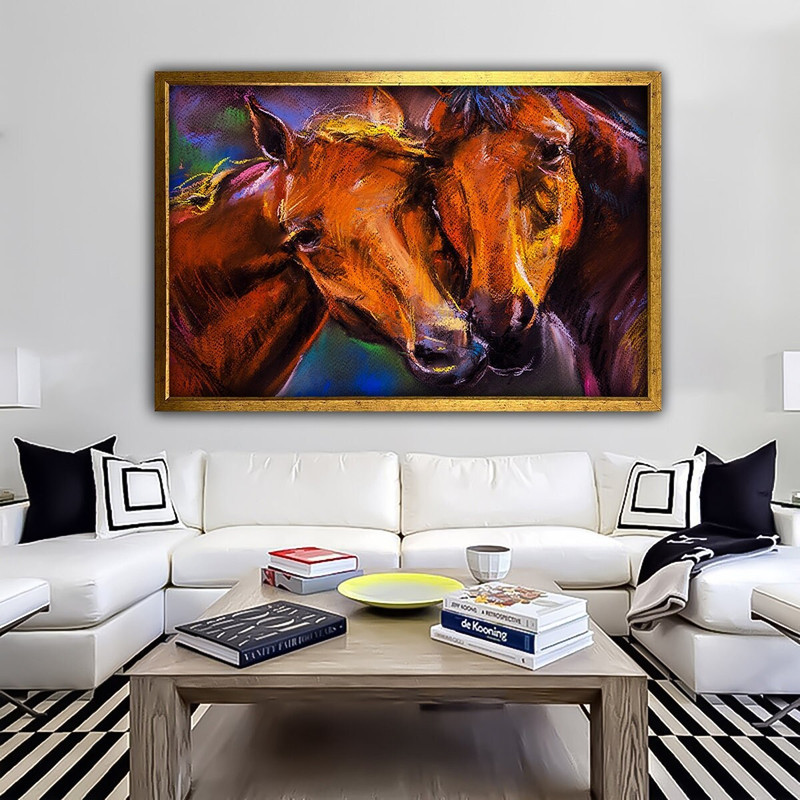 Brown horse canvas, horses wall art, horse painting, horse portrait print, horses wall decor, noble horses poster, horse art.jpg