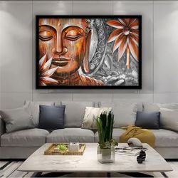 buddha canvas, asian wall art, buddha wall art, meditation canvas, buddha poster, buddhist print, meditation wall art, f