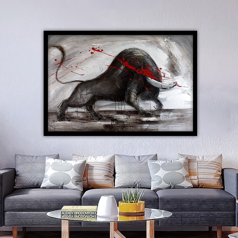 Bull canvas, ox head painting, cow canvas print, bull wall art, bull portrait poster, bull wall decor, animal home decor 1.jpg