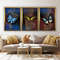 Butterflies 3 piece canvas painting set, flying butterflies home decor, blue butterfly canvas print, framed butterfly painting.jpg
