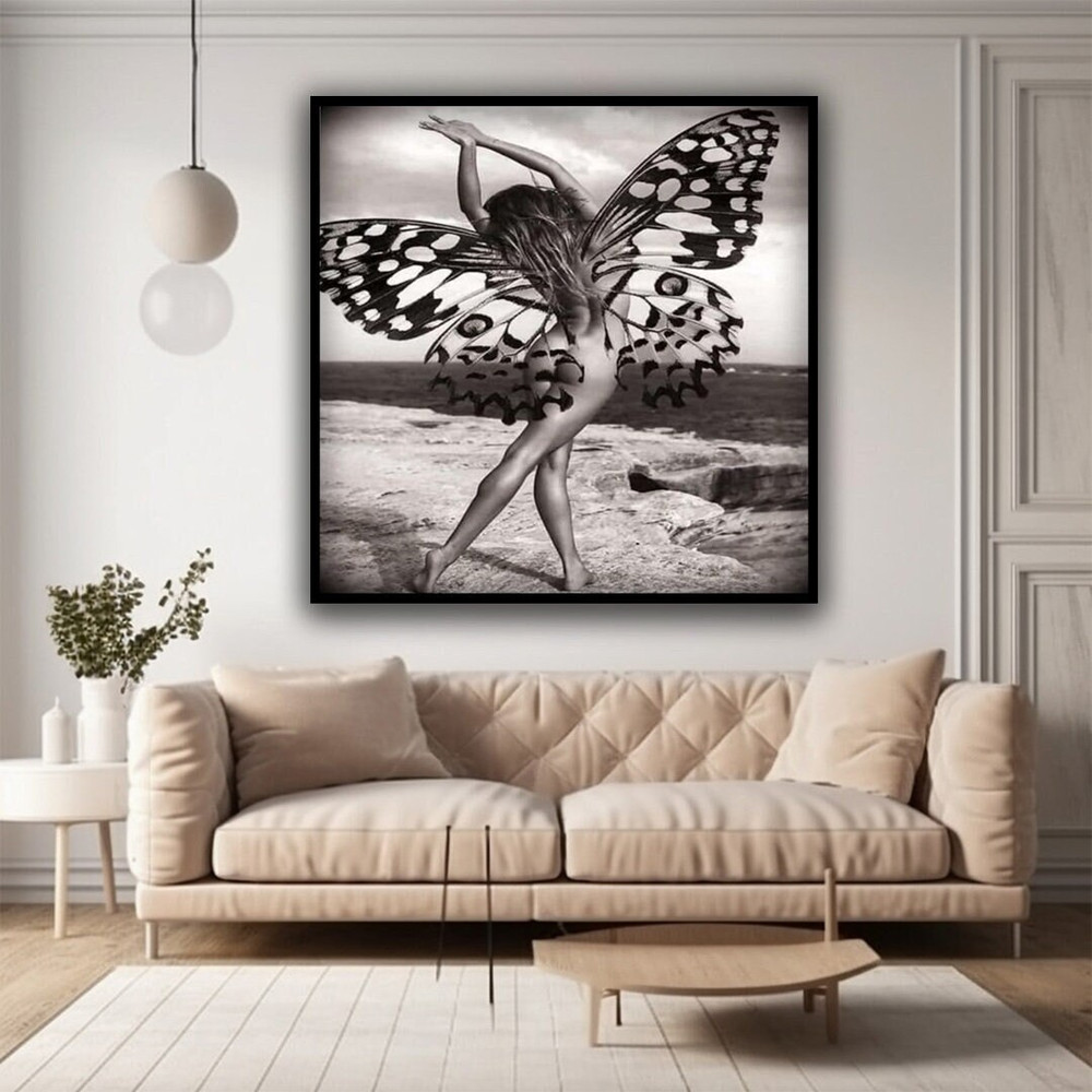 Butterfly sexy woman canvas print, butterfly woman wall art, sexy woman poster, scenic woman canvas print.jpg