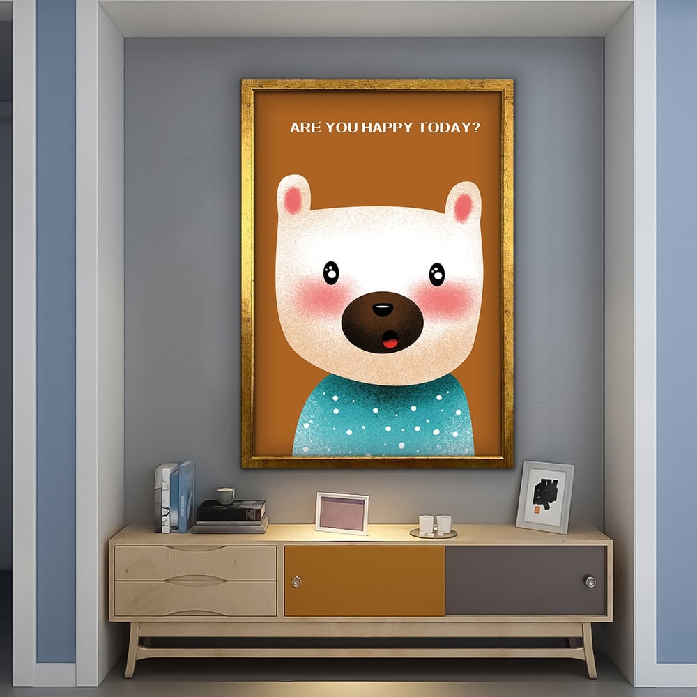 cartoon bear nursery decor, bear canvas painting, educational nursery print, cartoon animals baby room art 1.jpg