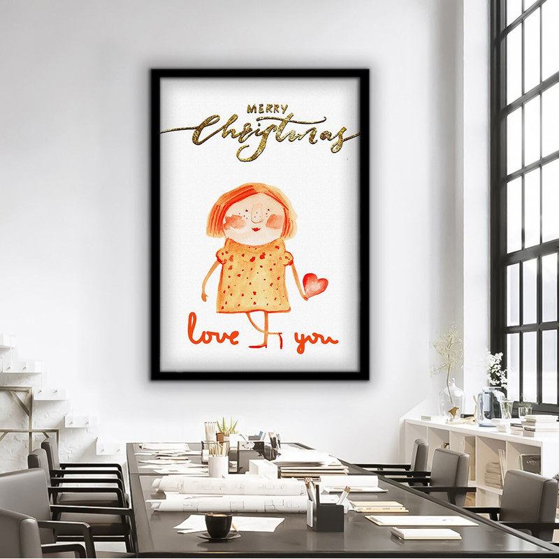 christmas print kid canvas, kids room cute girl painting, baby room canvas decor, i love you kid print.jpg