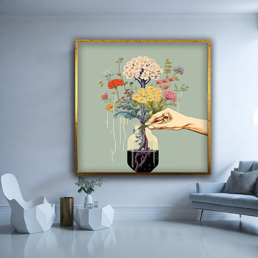 Colorful flowers in pots canvas print, colorful flowers wall poster, beautiful flowers wall decor.jpg