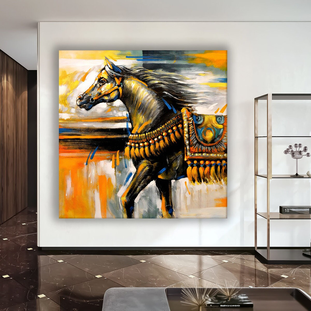 Colorful horse canvas, abstract horse print, horse print, horse poster, abstract patterned horse portrait canvas print, unique horse picture.jpg