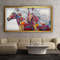 Colorful horses canvas, 2 pairs of horses painting, red horse print, colorful horses wall art, horse canvas painting, horse canvas print 1.jpg