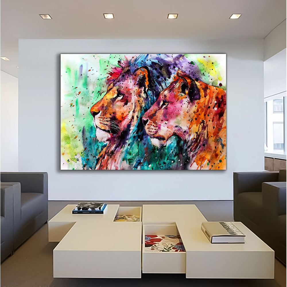 Colorful Lion Canvas, Lion Canvas, Lion Wall Art, Lion Poster, Animal Wall Art, Animal Poster, Animal Canvas, Lion Decor.jpg