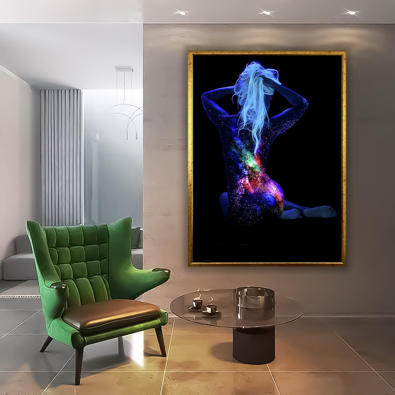 Colorful Nude Woman Canvas painting , Erotic Colorful Wall Art Sexy Lady Wall Decor, Erotic Colorful Wall Art, Framed nude canvas 1.jpg