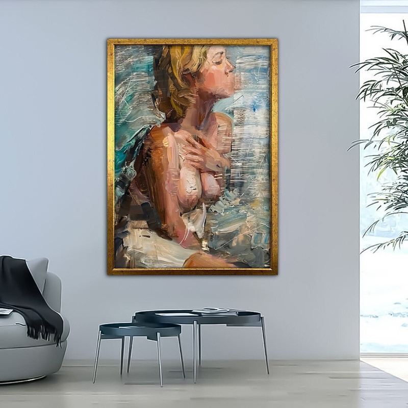 Colorful Nude Woman Canvas painting , Erotic Colorful Wall Art Sexy Lady Wall Decor, Erotic Colorful Wall Art, Framed nude canvas 3.jpg