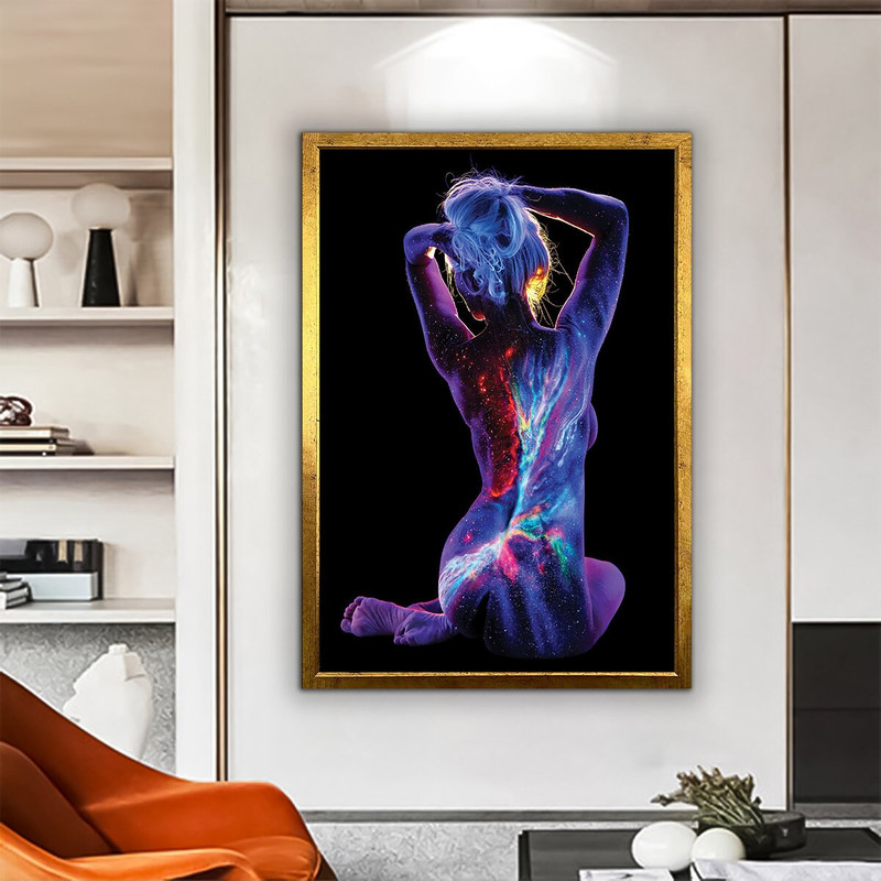 Colorful Nude Woman Canvas painting , Erotic Colorful Wall Art Sexy Lady Wall Decor, Erotic Colorful Wall Art, Framed nude canvas 4.jpg