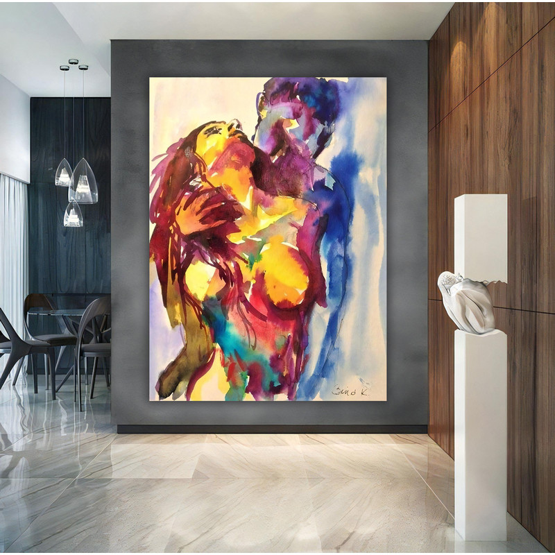 Couple making love canvas, sexy bedroom decor, nude man art, erotic art, sex canvas painting 1.jpg